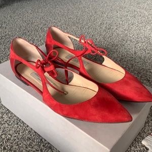 Jimmy Choo Red Suede Flat